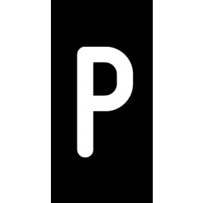 Schild Einzelbuchstabe P | weiß · schwarz