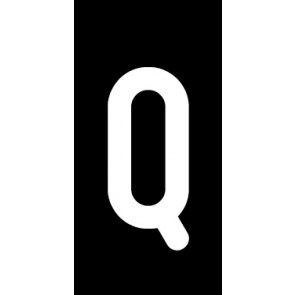 Schild Einzelbuchstabe Q | weiß · schwarz selbstklebend