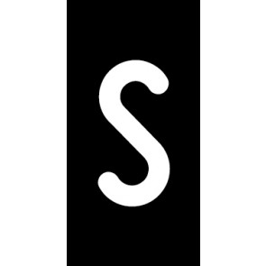 Schild Einzelbuchstabe S | weiß · schwarz selbstklebend