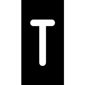 Schild Einzelbuchstabe T | weiß · schwarz selbstklebend