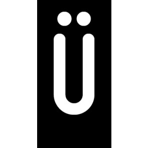Schild Einzelbuchstabe Ü | weiß · schwarz selbstklebend