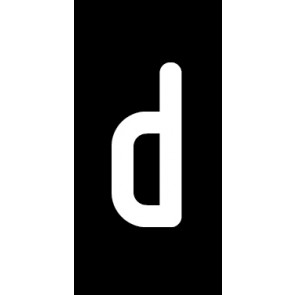 Schild Einzelbuchstabe d | weiß · schwarz selbstklebend