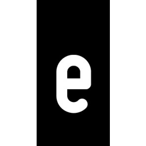 Schild Einzelbuchstabe e | weiß · schwarz selbstklebend