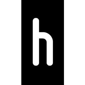 Schild Einzelbuchstabe h | weiß · schwarz selbstklebend