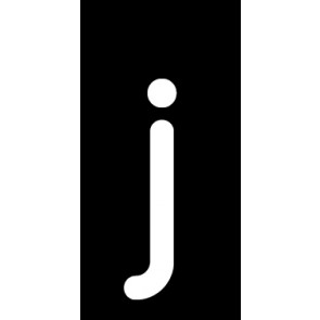 Schild Einzelbuchstabe j | weiß · schwarz selbstklebend
