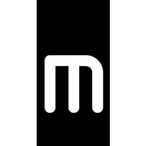 Magnetschild Einzelbuchstabe m | weiß · schwarz