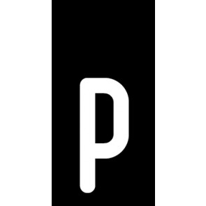 Schild Einzelbuchstabe p | weiß · schwarz selbstklebend