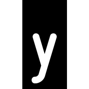 Schild Einzelbuchstabe y | weiß · schwarz selbstklebend