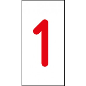 Magnetschild Einzelziffer 1 | rot · weiß