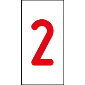Schild Einzelziffer 2 | rot · weiß