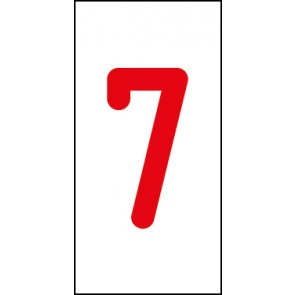 Schild Einzelziffer 7 | rot · weiß selbstklebend