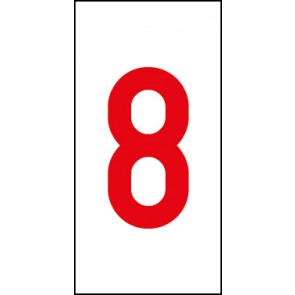 Schild Einzelziffer 8 | rot · weiß selbstklebend