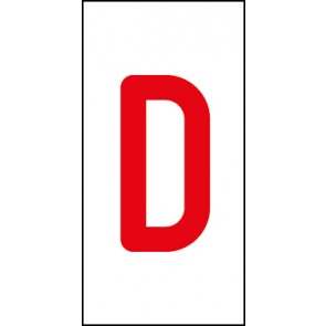 Schild Einzelbuchstabe D | rot · weiß selbstklebend