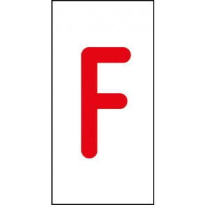 Aufkleber Einzelbuchstabe F | rot · weiß | stark haftend