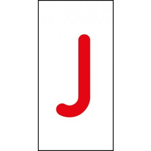 Schild Einzelbuchstabe J | rot · weiß selbstklebend