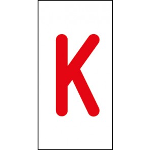 Magnetschild Einzelbuchstabe K | rot · weiß