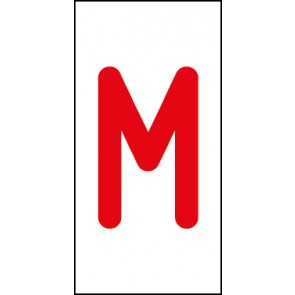 Aufkleber Einzelbuchstabe M | rot · weiß | stark haftend