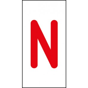 Schild Einzelbuchstabe N | rot · weiß selbstklebend