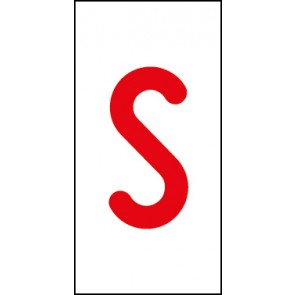 Schild Einzelbuchstabe S | rot · weiß selbstklebend