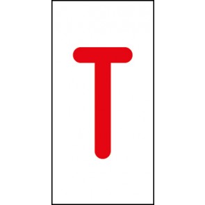 Aufkleber Einzelbuchstabe T | rot · weiß