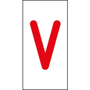 Aufkleber Einzelbuchstabe V | rot · weiß | stark haftend