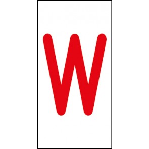 Aufkleber Einzelbuchstabe W | rot · weiß