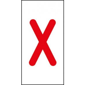 Schild Einzelbuchstabe X | rot · weiß selbstklebend