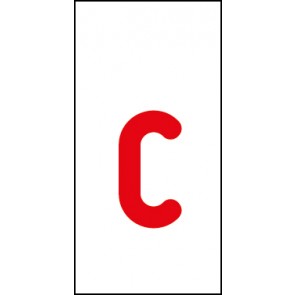 Aufkleber Einzelbuchstabe c | rot · weiß | stark haftend