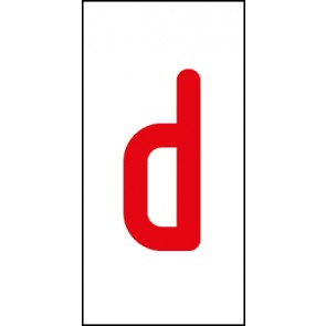 Schild Einzelbuchstabe d | rot · weiß