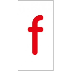 Schild Einzelbuchstabe f | rot · weiß selbstklebend