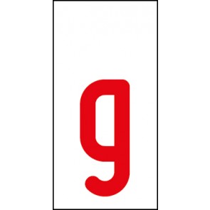 Schild Einzelbuchstabe g | rot · weiß selbstklebend