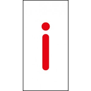Schild Einzelbuchstabe i | rot · weiß selbstklebend