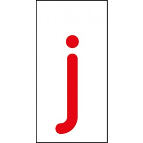 Schild Einzelbuchstabe j | rot · weiß