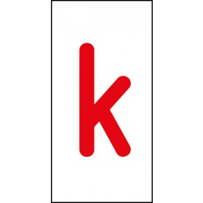 Aufkleber Einzelbuchstabe k | rot · weiß | stark haftend