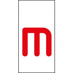 Schild Einzelbuchstabe m | rot · weiß selbstklebend