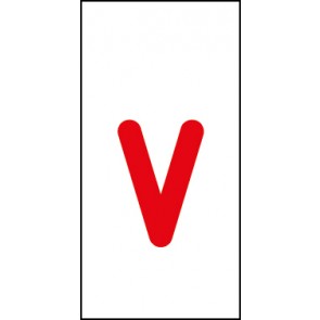 Aufkleber Einzelbuchstabe v | rot · weiß
