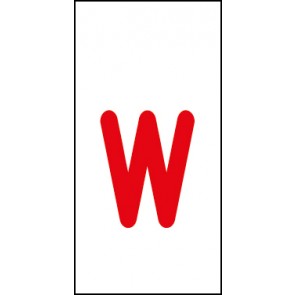Schild Einzelbuchstabe w | rot · weiß selbstklebend