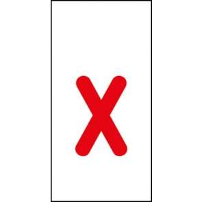 Aufkleber Einzelbuchstabe x | rot · weiß | stark haftend