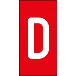 Schild Einzelbuchstabe D | weiß · rot