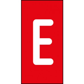 Schild Einzelbuchstabe E | weiß · rot selbstklebend
