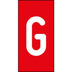 Schild Einzelbuchstabe G | weiß · rot selbstklebend