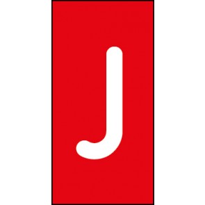 Schild Einzelbuchstabe J | weiß · rot selbstklebend