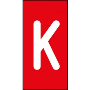 Magnetschild Einzelbuchstabe K | weiß · rot