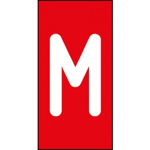 Schild Einzelbuchstabe M | weiß · rot