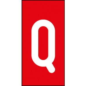Aufkleber Einzelbuchstabe Q | weiß · rot | stark haftend
