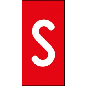 Schild Einzelbuchstabe S | weiß · rot selbstklebend