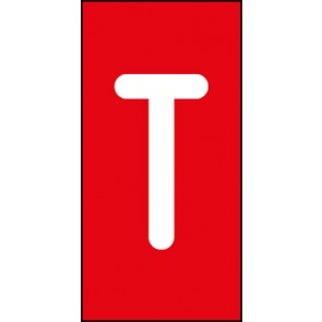 Schild Einzelbuchstabe T | weiß · rot selbstklebend