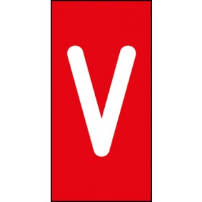 Magnetschild Einzelbuchstabe V | weiß · rot
