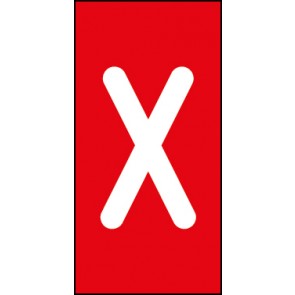 Schild Einzelbuchstabe X | weiß · rot