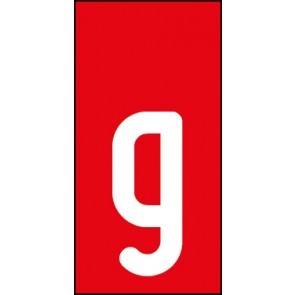 Schild Einzelbuchstabe g | weiß · rot selbstklebend